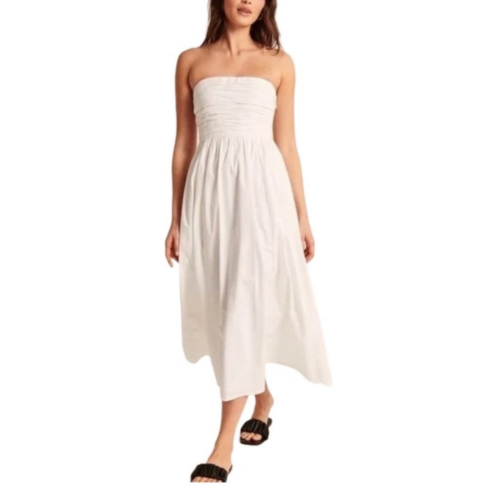 NWT Abercrombie & Fitch Poplin Strapless Midi Dress